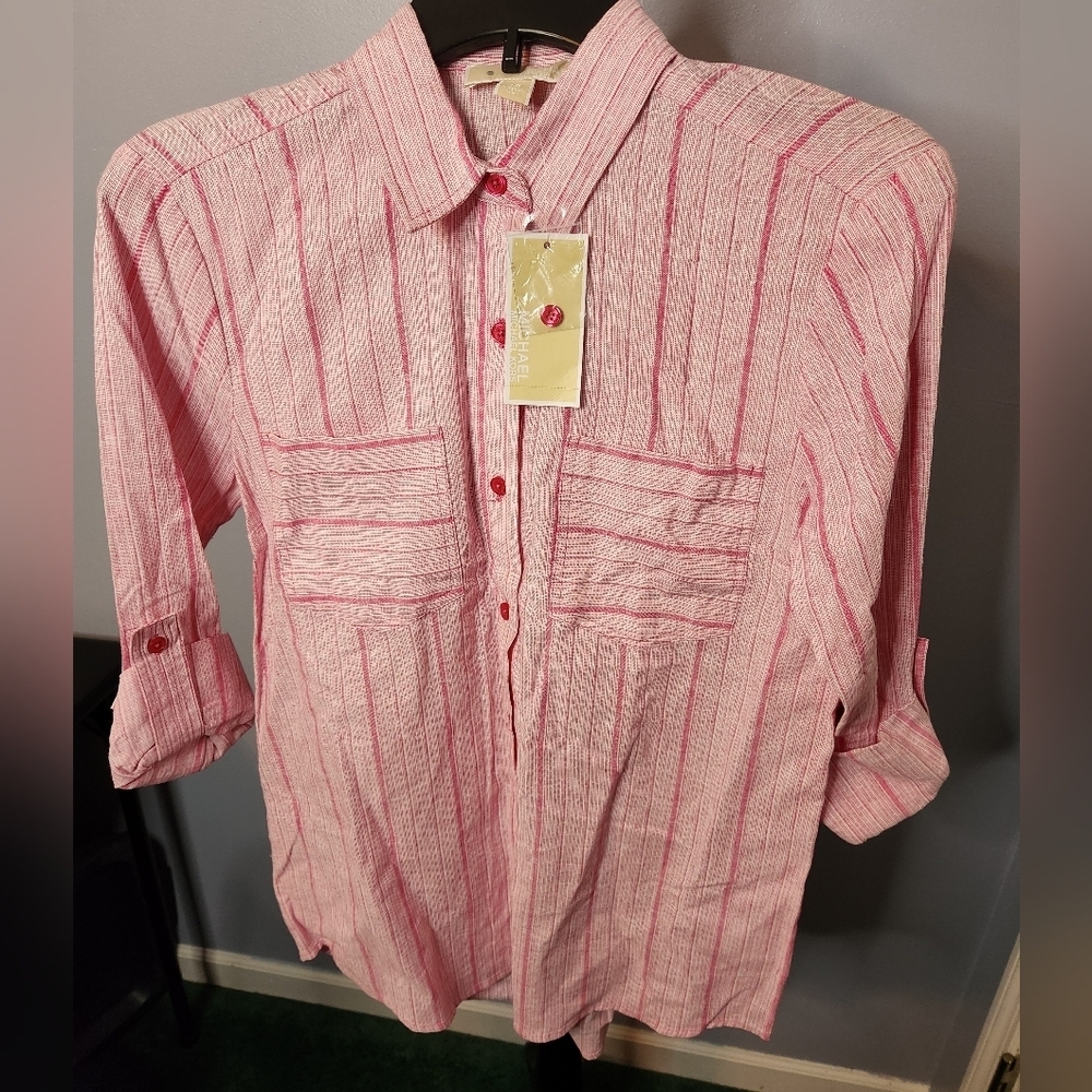 Michael Michael Kors Size XS NWT Long Sleeve Shirt Button Down Electric Pink